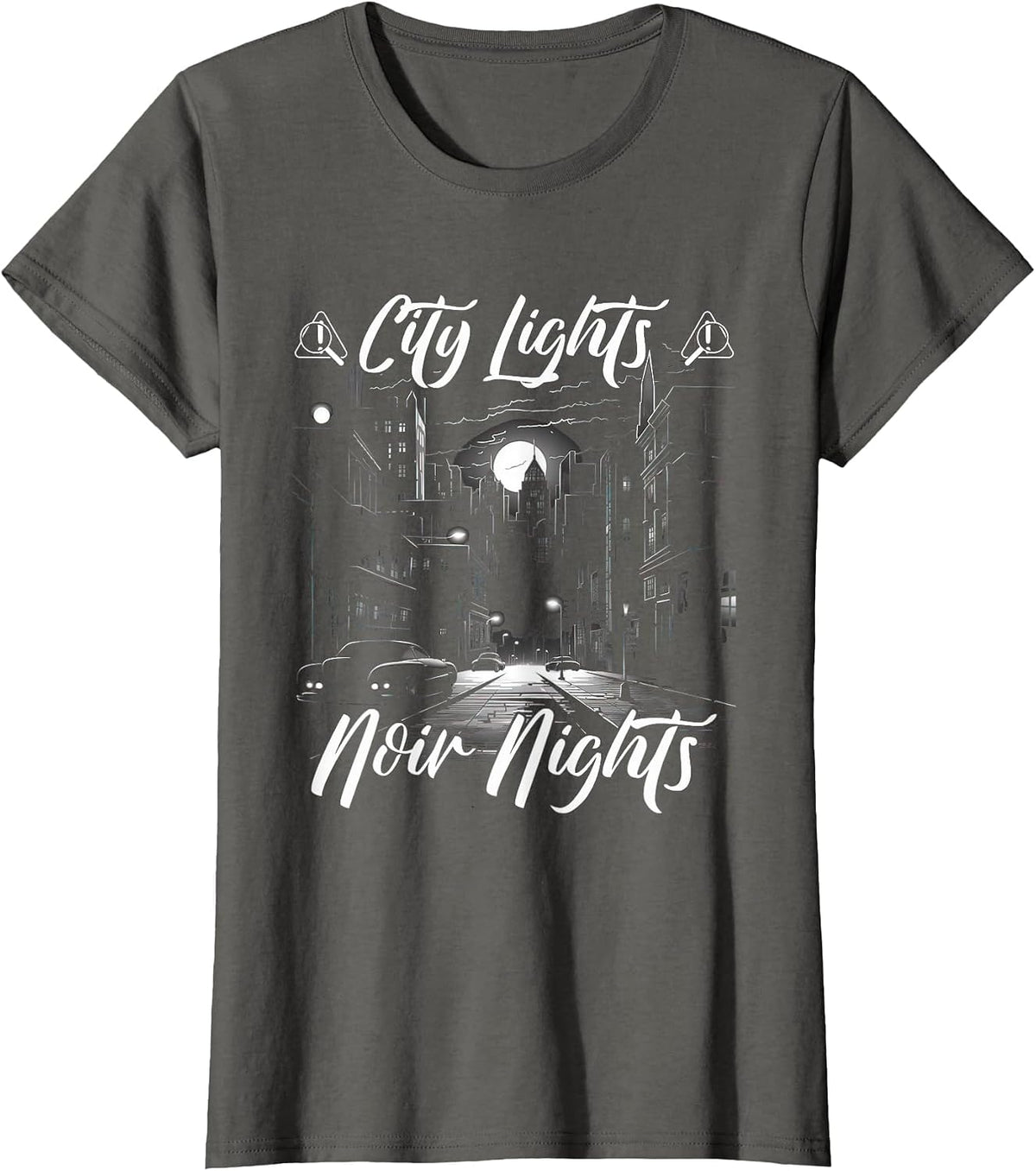 Futuristic Movie Art City Lights Nights Neo Noir T-Shirt - Asphalt Grey
