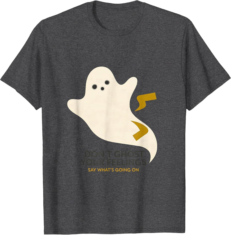 Men's Don't Ghost Your Feelings—Say What's Going On School T-Shirt - Dark Heather Grey