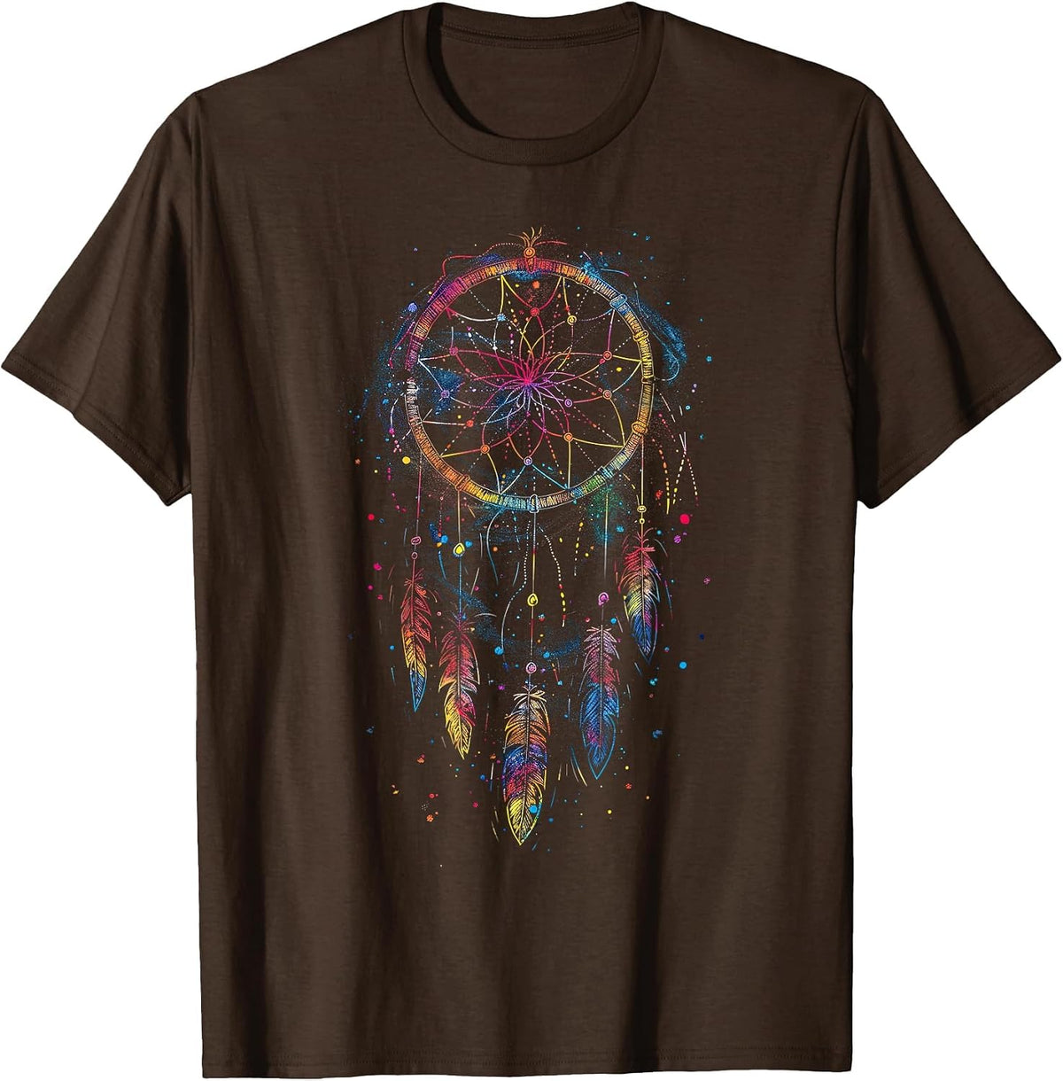 Dream Catcher Native American Hummingbird T-Shirt - Brown