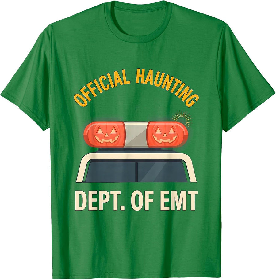 Men's Official Haunting Dept Of EMT Funny Medical Crew Halloween T-Shirt - Kelly Green
