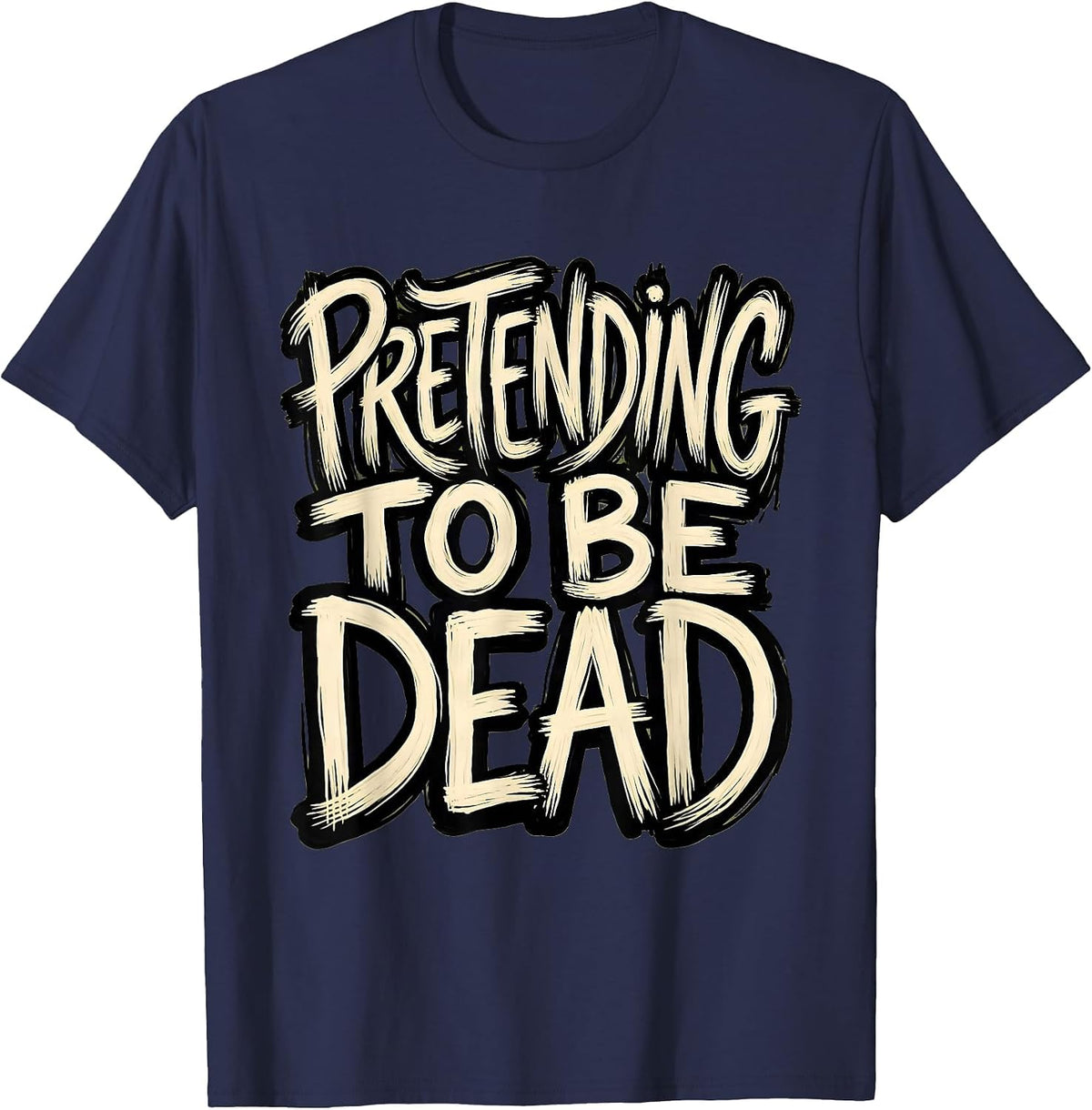 Men's Pretending To Be Dead Funny Opossum Design T-Shirt - Navy Blue