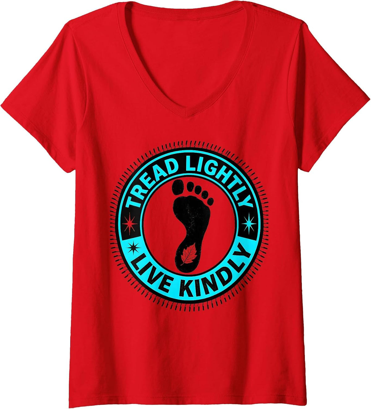 Women's Tread Lightly Live Kindly Respect The Locals V-Neck T-Shirt - Red