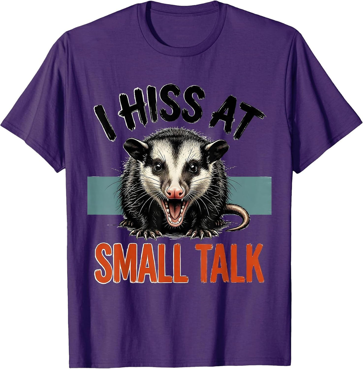 I Hiss At Small Talk Funny Opossum Animal Meme Humor T-Shirt - Purple