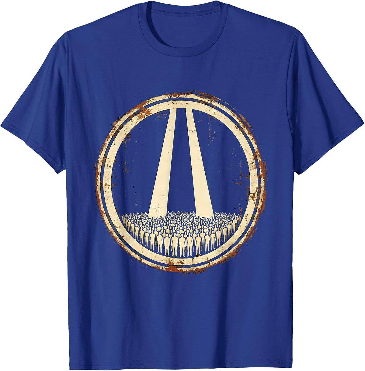 September 11 Twin Beams Silhouette Memorial Design T-Shirt - Royal Blue