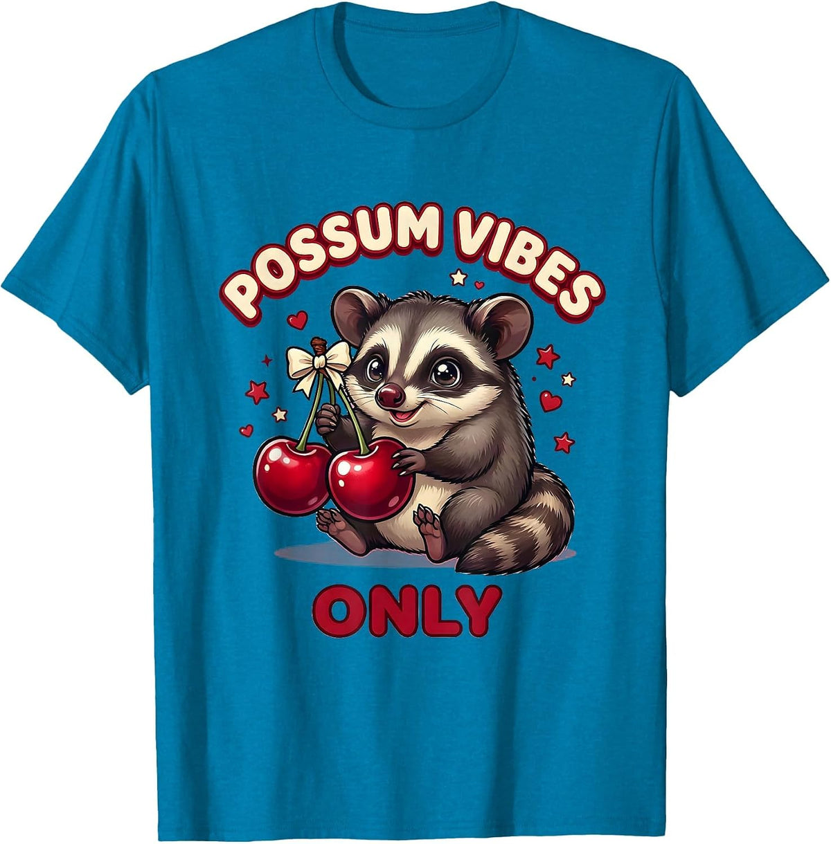 Possum Vibes Only Funny Opossum Design T-Shirt - Sapphire Blue