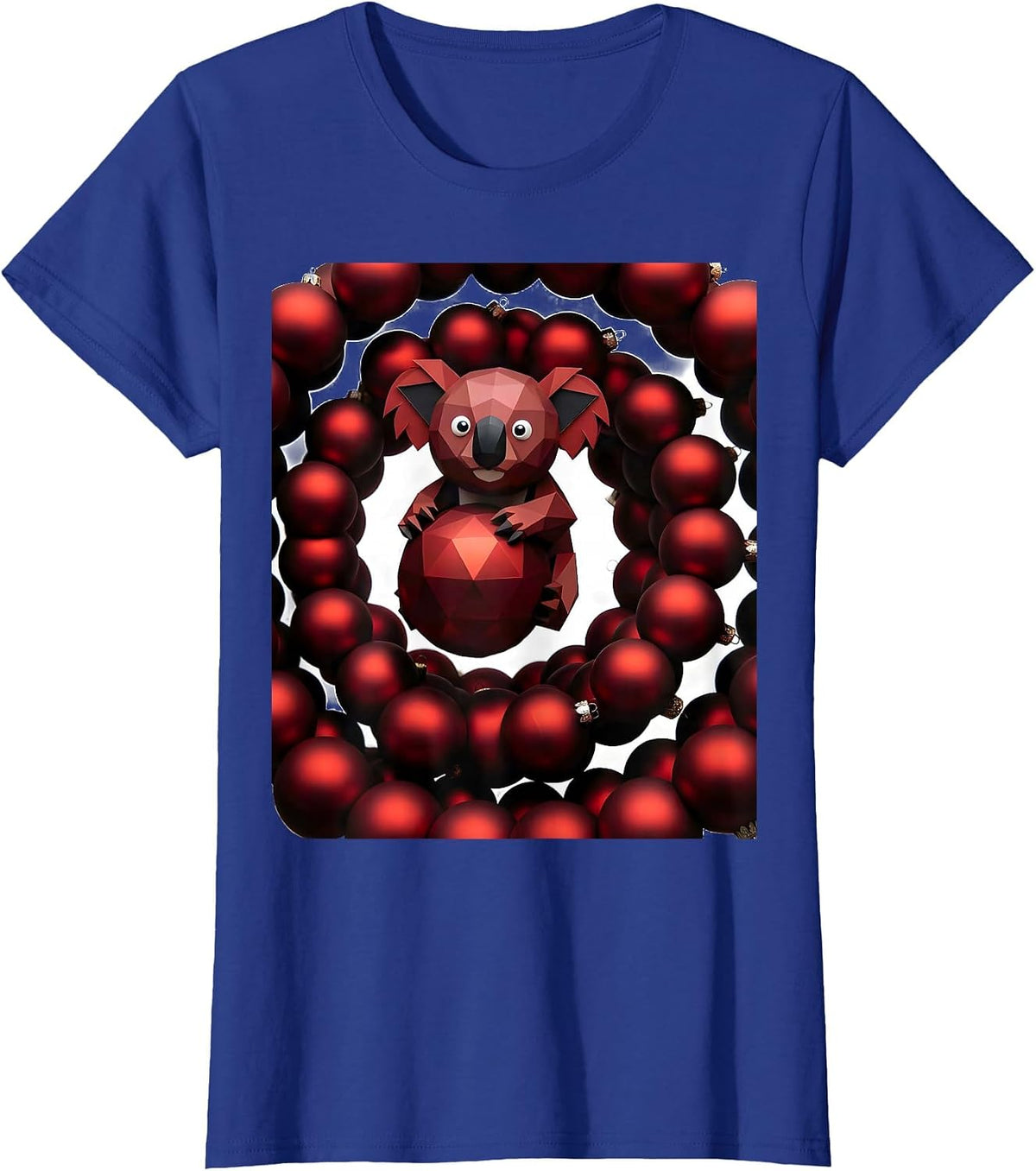 Women's Geometric Koala Cute Holiday Novelty Gift T-Shirt - Royal Blue