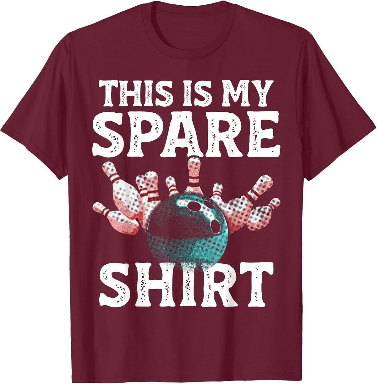 Vintage Funny Bowling Team This is My Spare Shirt Bowler T-Shirt - Burgundy