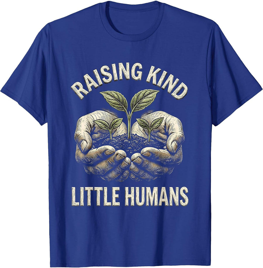 Raising Kind Little Humans Preschool Teacher T-Shirt - Royal Blue