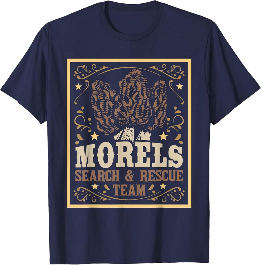 Morel Search Rescue Team - Mushroom Hunting Mushroom Hunter T-Shirt - Navy Blue