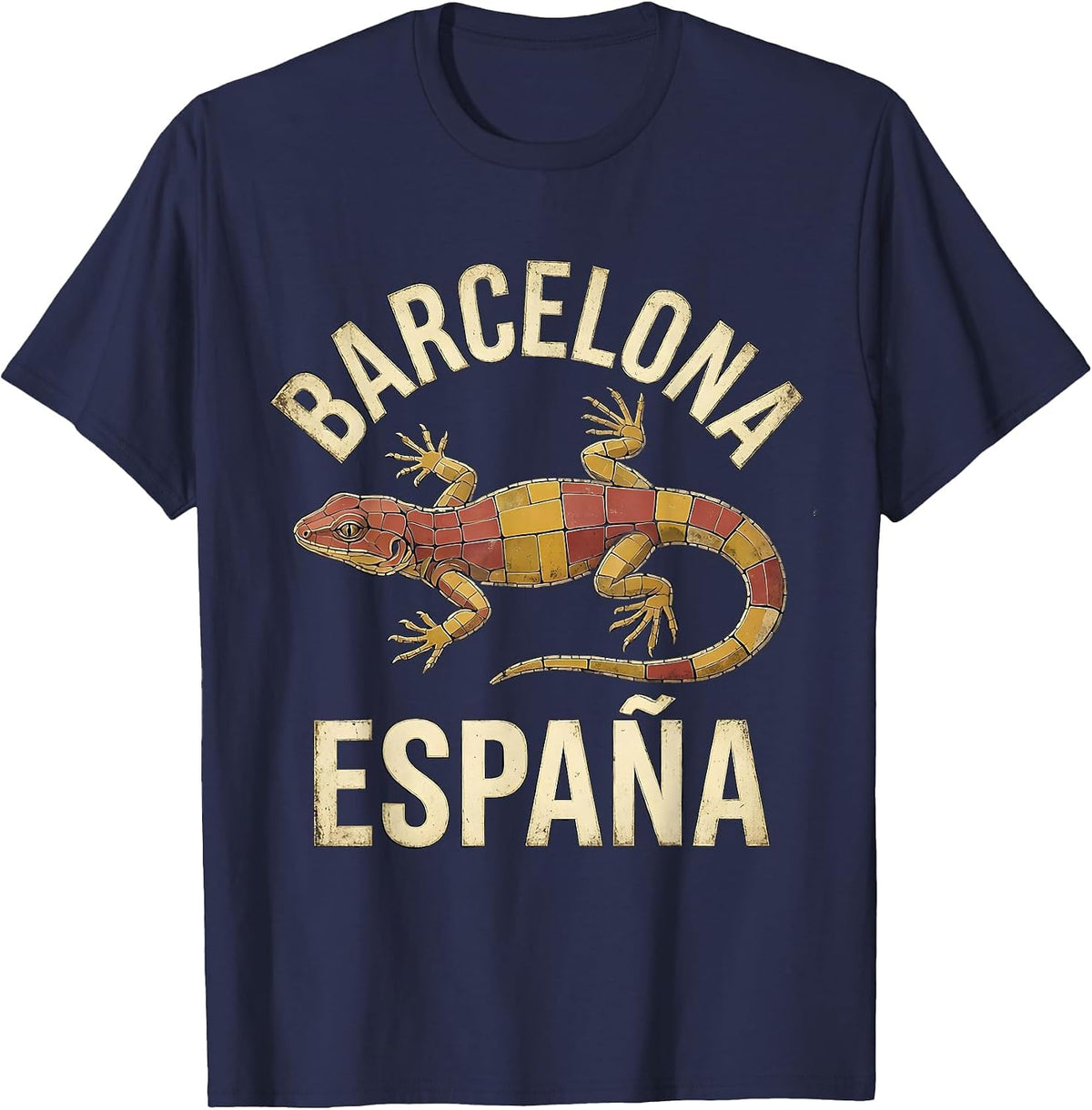 Barcelona España Vintage Spanish Heritage National Pride T-Shirt - Navy Blue