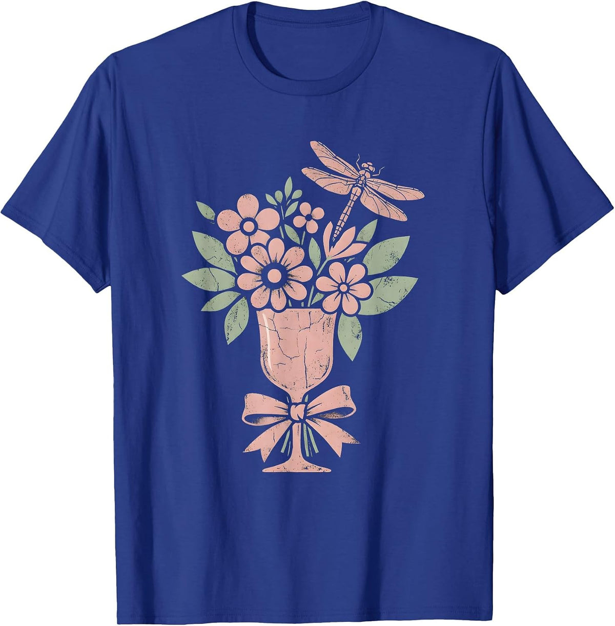 Floral Derby Mint Julep Climbing Vines Design T-Shirt - Royal Blue
