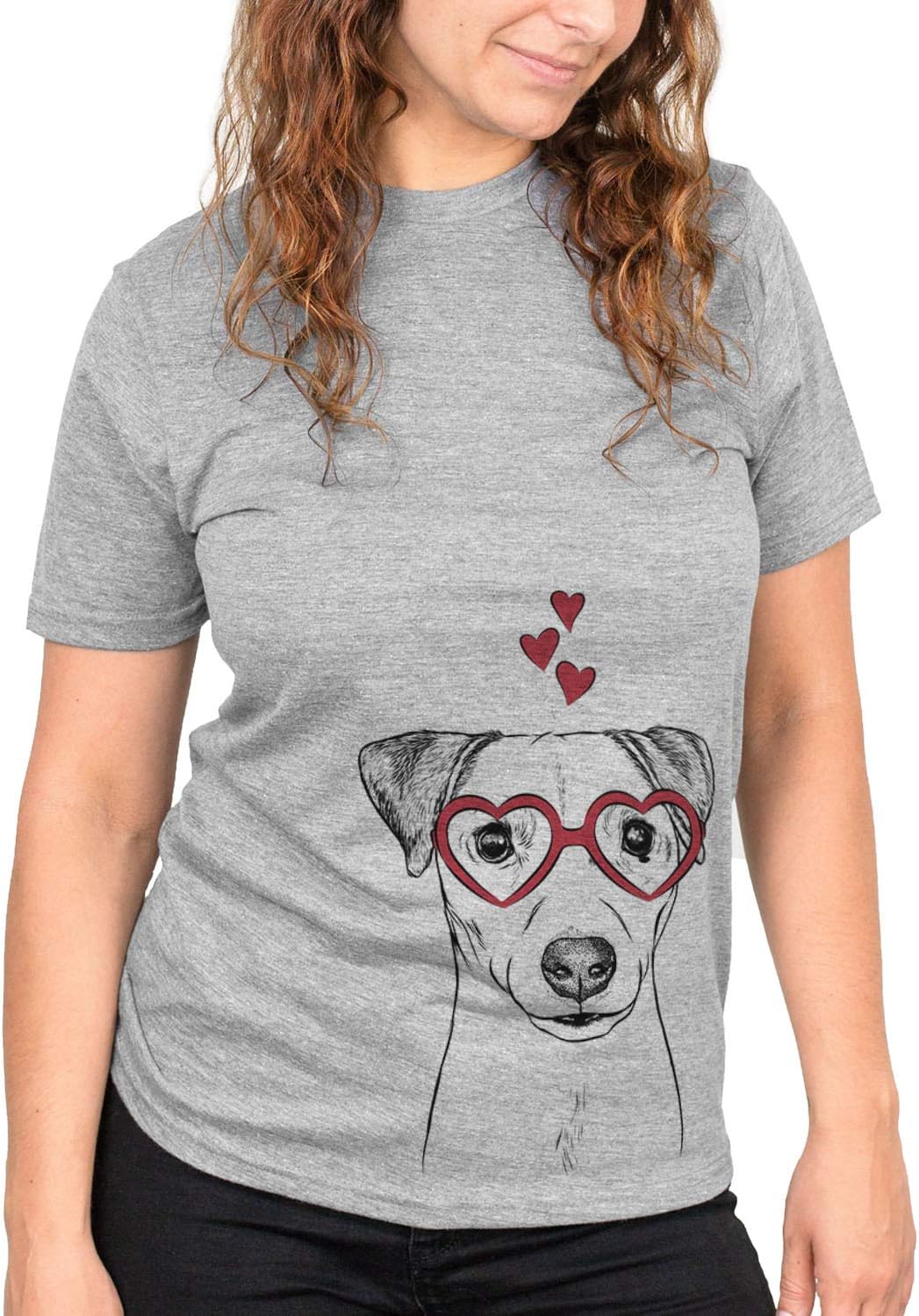 Valentine Ally the Jack Russell Terrier Dog Triblend T-Shirt - Unisex Grey Crew Neck