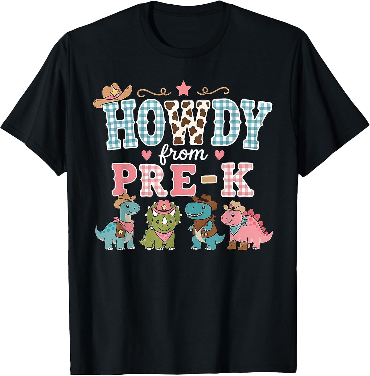 Howdy from Pre-k Western Dinosaur Preschool Teacher Team T-Shirt - Black