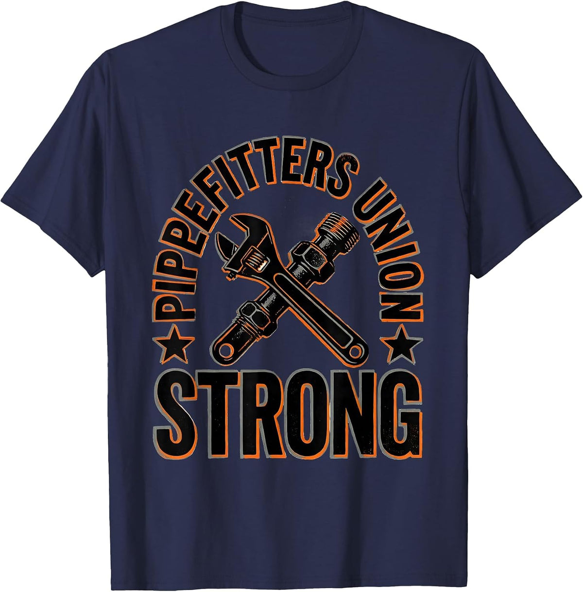 Men's Pipefitters Union Strong Skilled Trades Worker Labor Day T-Shirt - Navy Blue