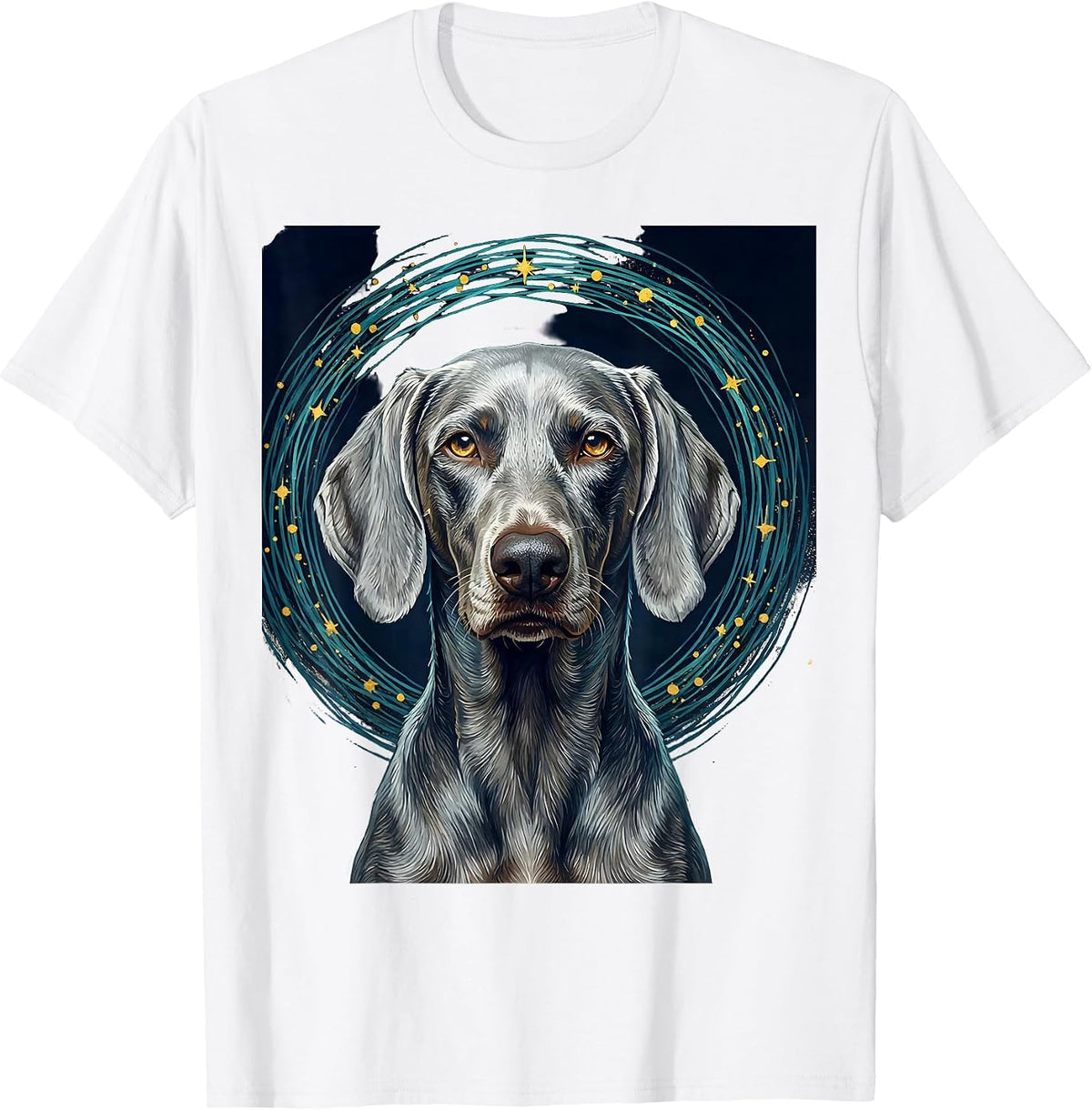 Men's Weimaraner Van Gogh Starry Night Portrait Dog Lover Art T-Shirt - White