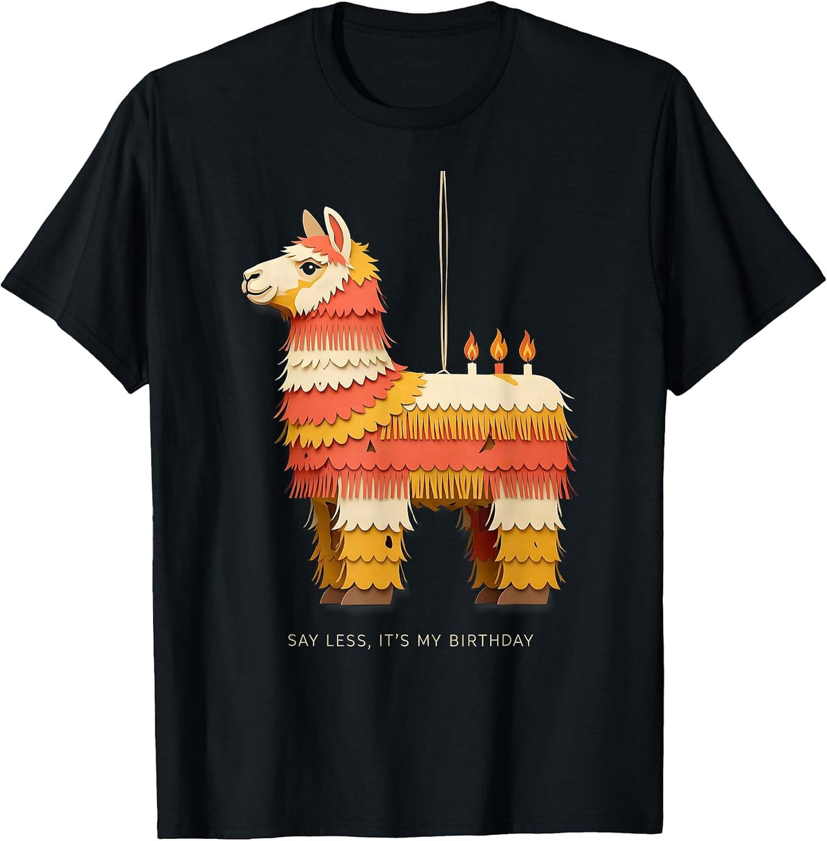 Men's Say Less, It's My Birthday Funny Llama Piñata Bday Boy Kids T-Shirt - Black