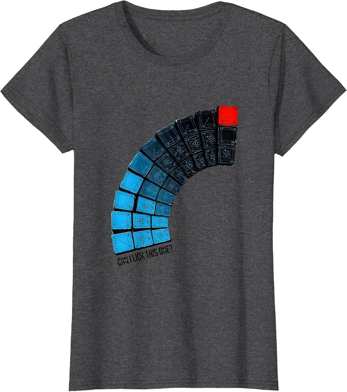 Women's Can I Lick This One Funny Periodic Table Chemistry Teacher T-Shirt - Dark Heather Grey