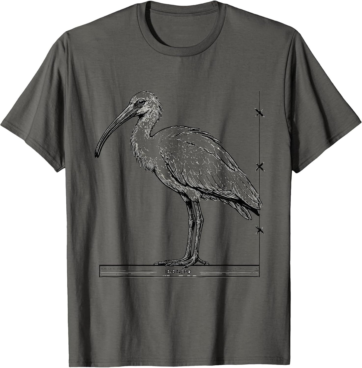 Men's Ibis Nerd Funny Bird Watching Birding Bird Lover T-Shirt - Asphalt Grey