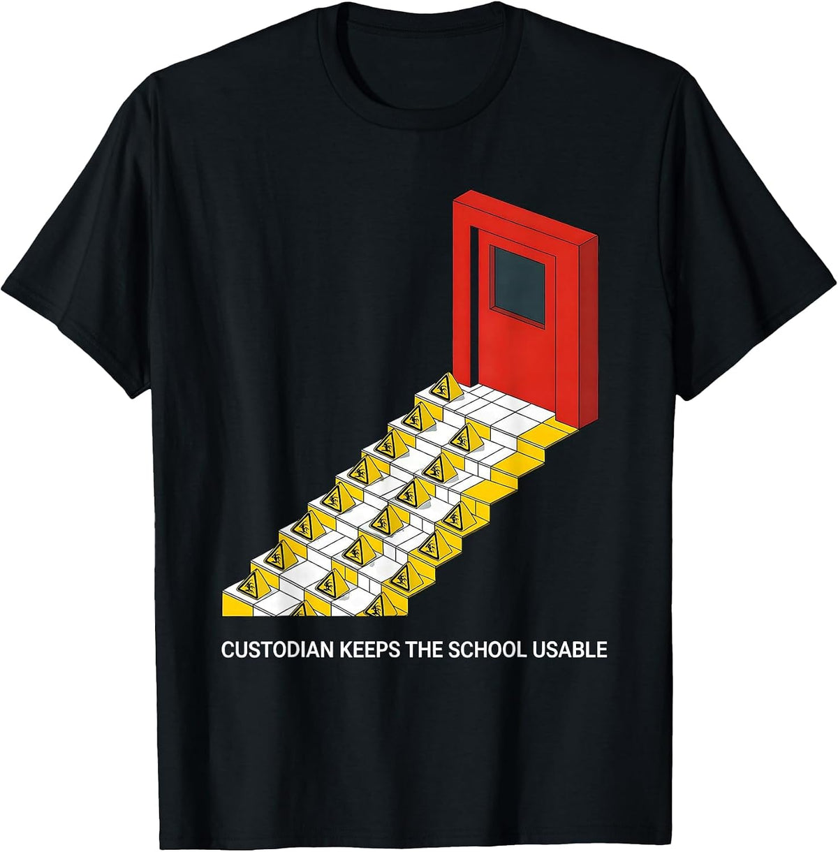 Men's Custodian Keeps The School Usable Funny Janitor Appreciation T-Shirt - Black
