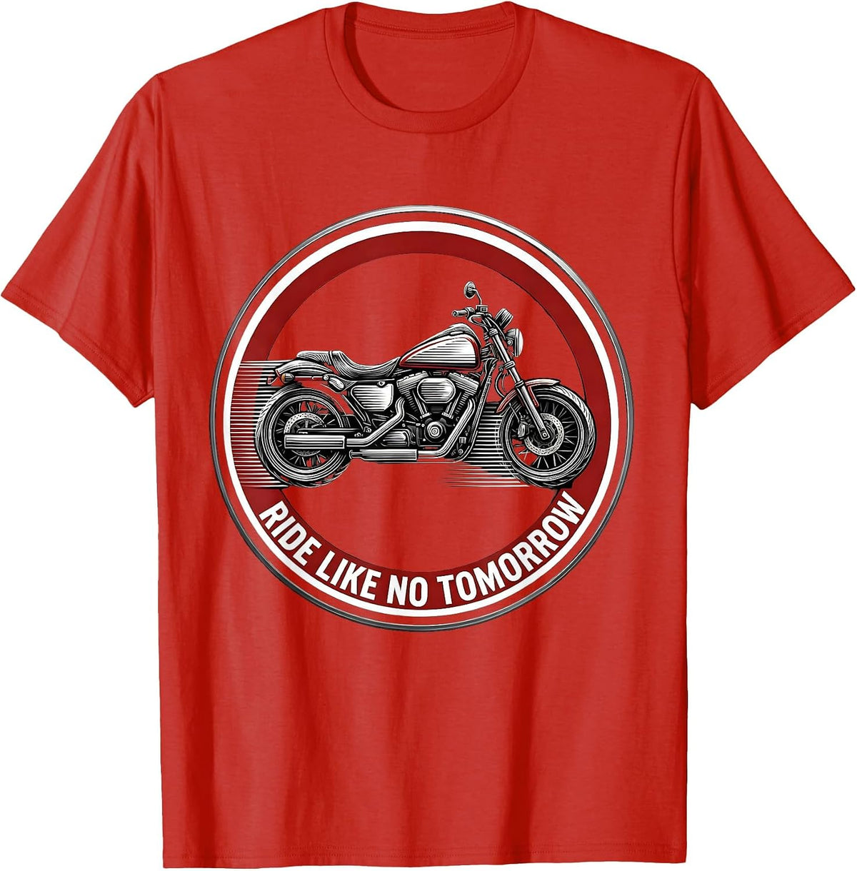 Men's Ride Like No Tomorrow Biker Design T-Shirt - Red