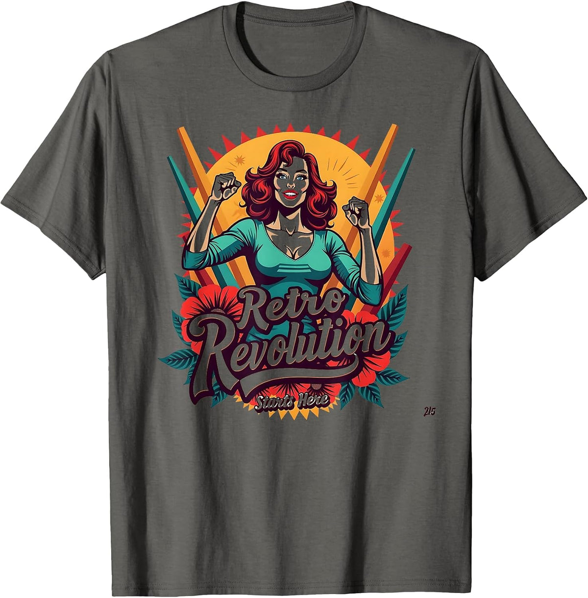 Retro Revolution Starts Here Vintage 1985 Design T-Shirt - Asphalt Grey