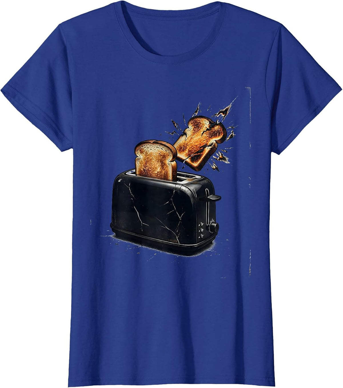 Women's Toaster Chaos Distressed Novelty Humor T-Shirt - Royal Blue