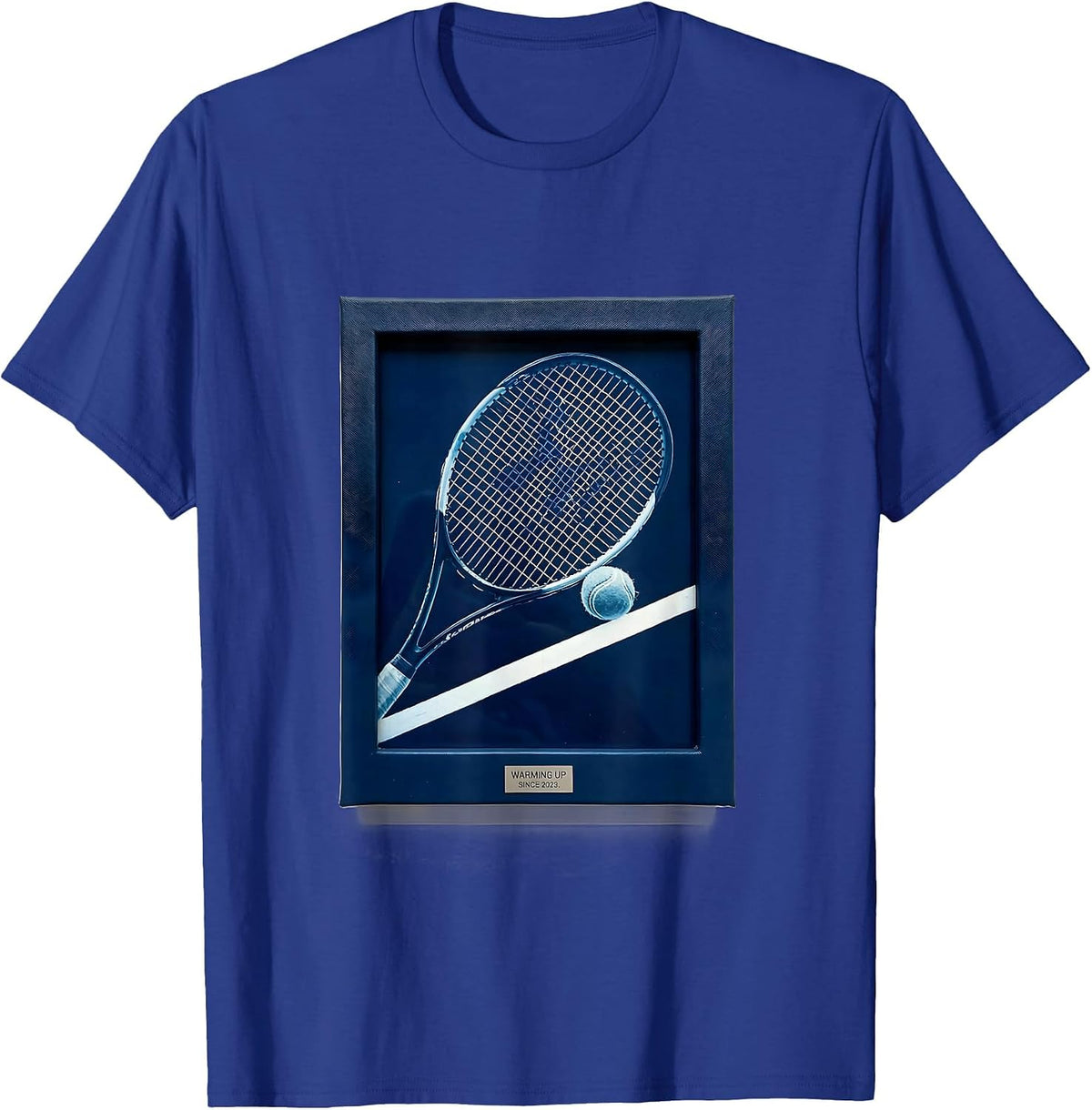 Warming Up Since 2023 Funny Tennis Player Racket Humor T-Shirt - Royal Blue