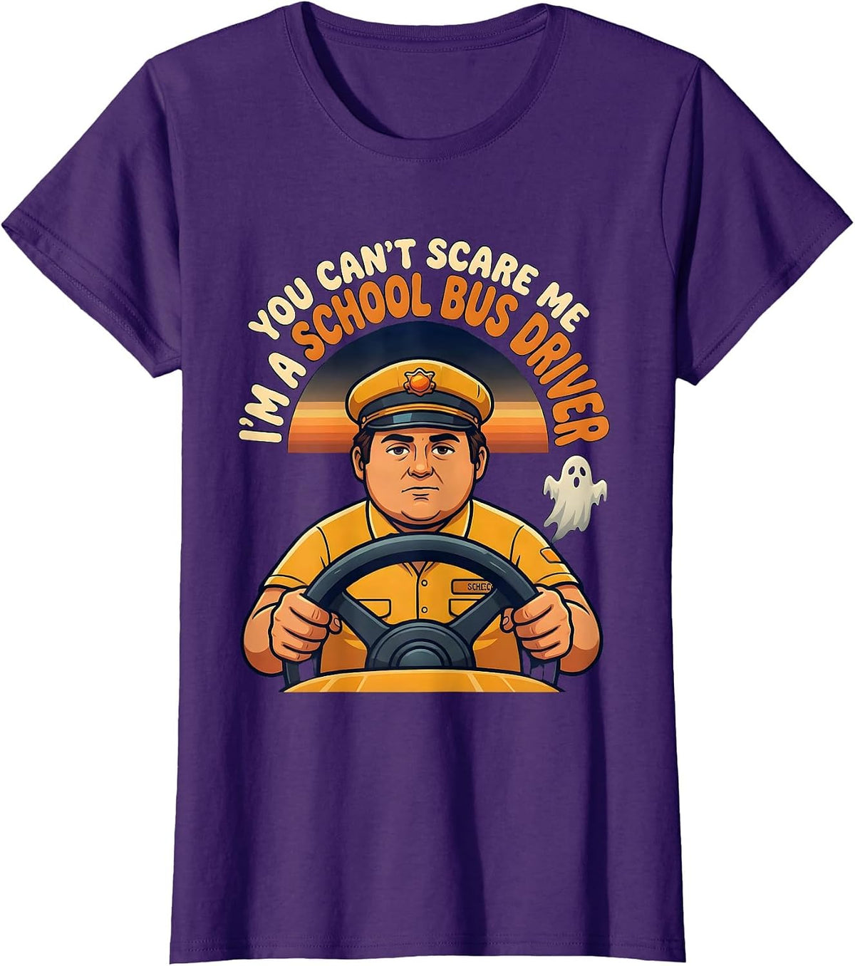 Women's You Can't Scare Me I'm A School Bus Driver Retro T-Shirt - Purple