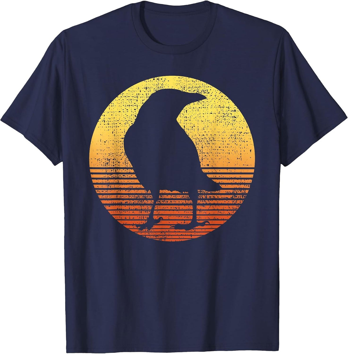 Crow Bird Lover Raven Vintage T-Shirt - Navy Blue