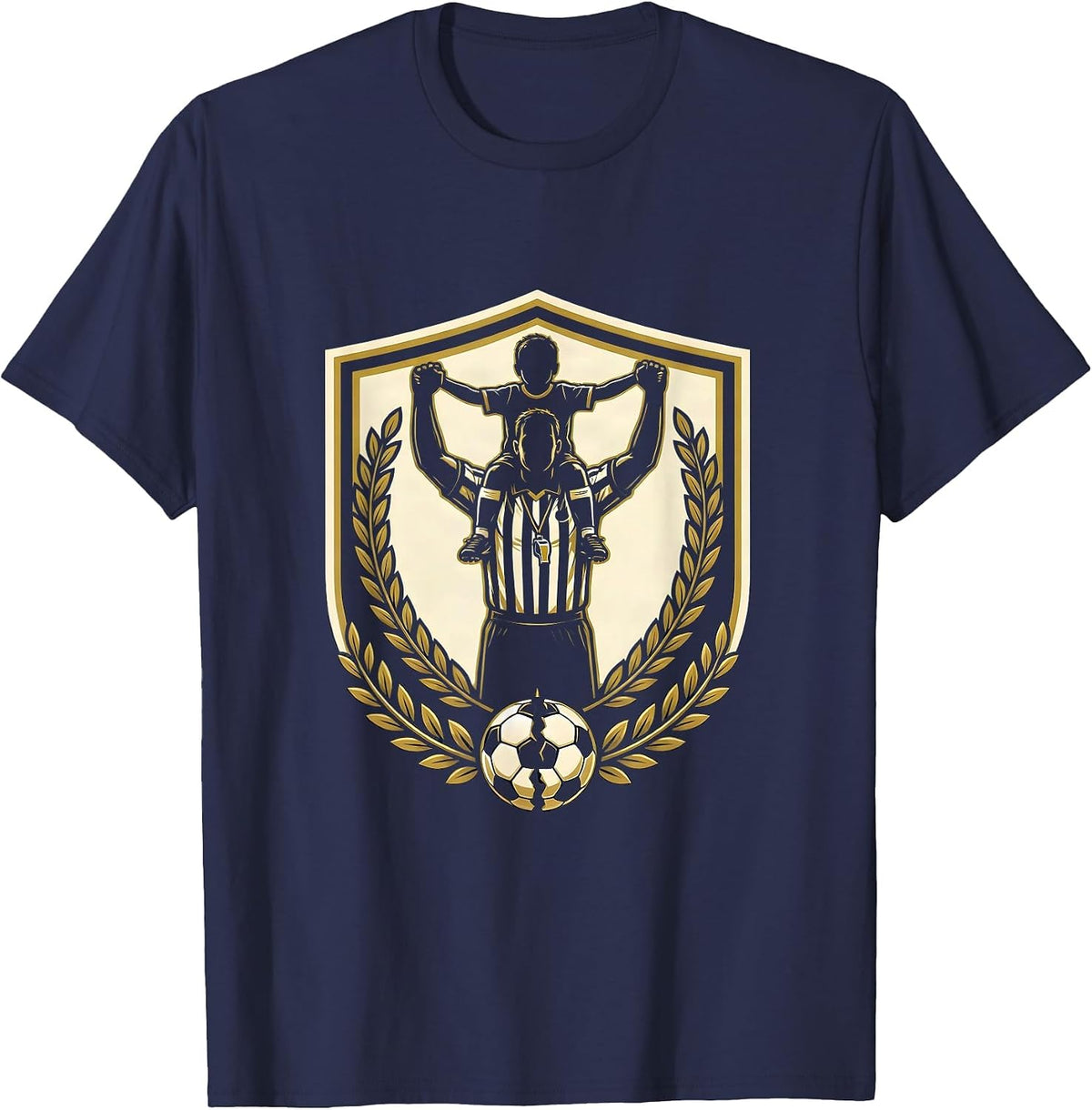 Men's Soccer Dad Referee Piggyback Ride Graphic T-Shirt - Navy Blue