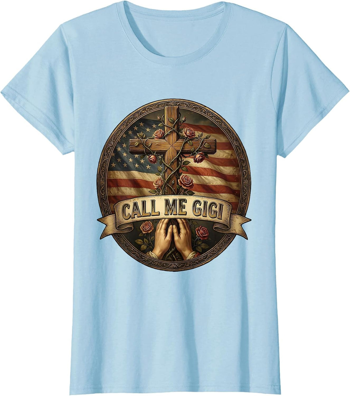Women's Call Me Gigi Grandma Name Design T-Shirt - Baby Blue