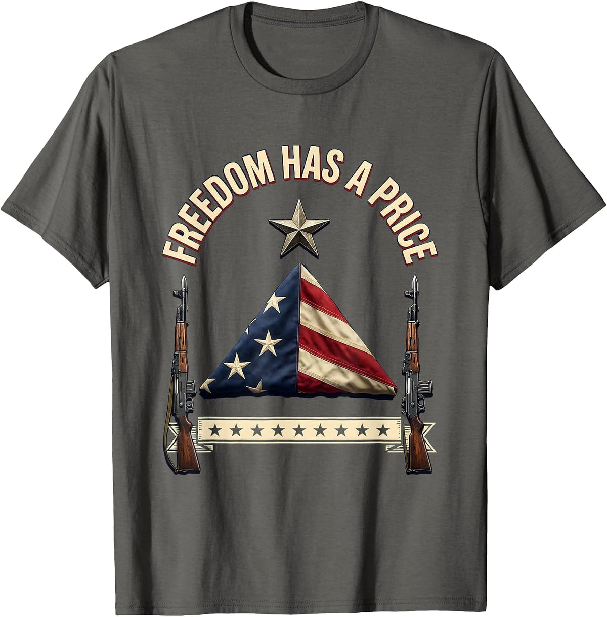 Freedom Has A Price Memorial Day Patriotic Design T-Shirt - Asphalt Grey