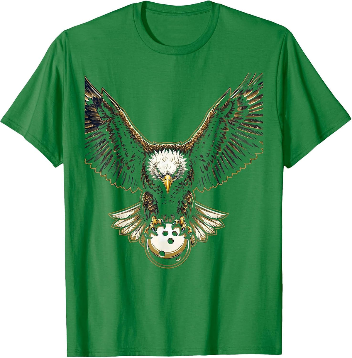 Men's Eagle Bowling Ball Strike Graphic Tee T-Shirt - Kelly Green
