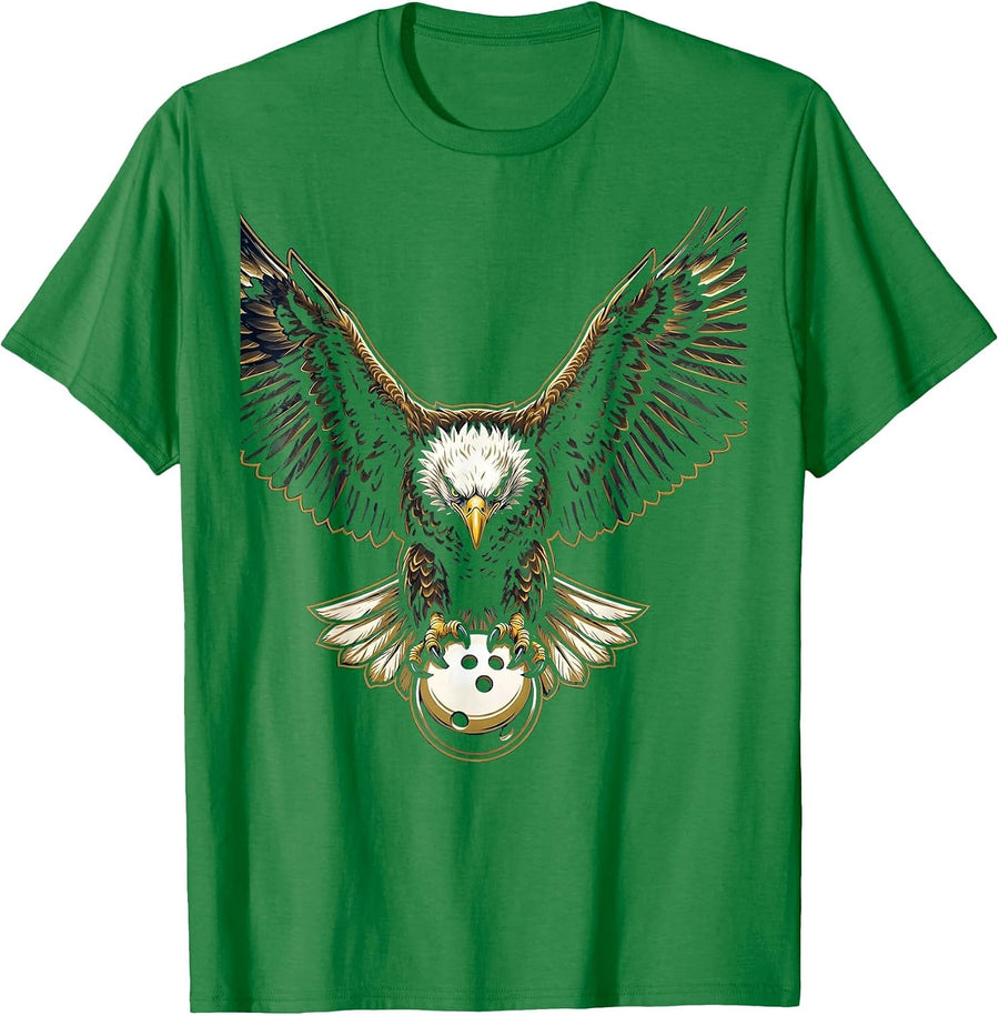 Men's Eagle Bowling Ball Strike Graphic Tee T-Shirt - Kelly Green