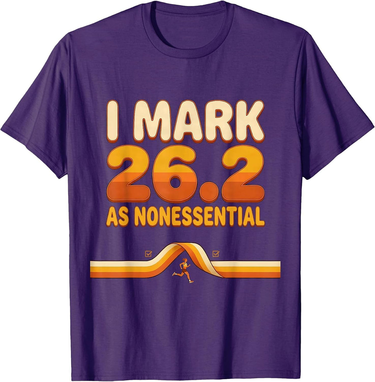 Men's I Mark 26.2 As Nonessential Retro 70s Funny Runner Marathon T-Shirt - Purple