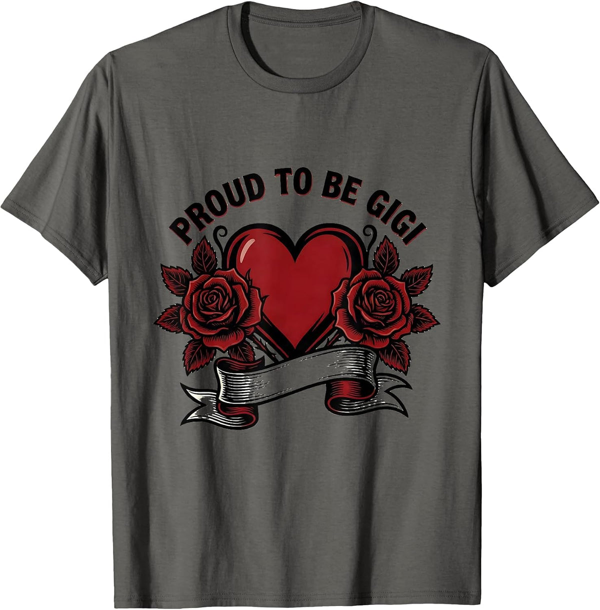Proud to Be Gigi Grandma Gift Design T-Shirt - Asphalt Grey