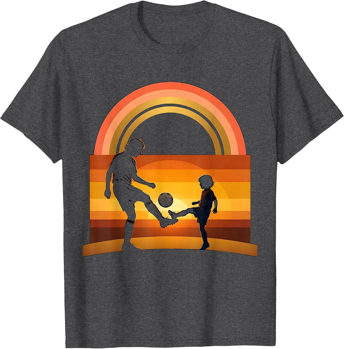 Men's Soccer Dad and Child Backyard Kickaround Graphic T-Shirt - Dark Heather Grey