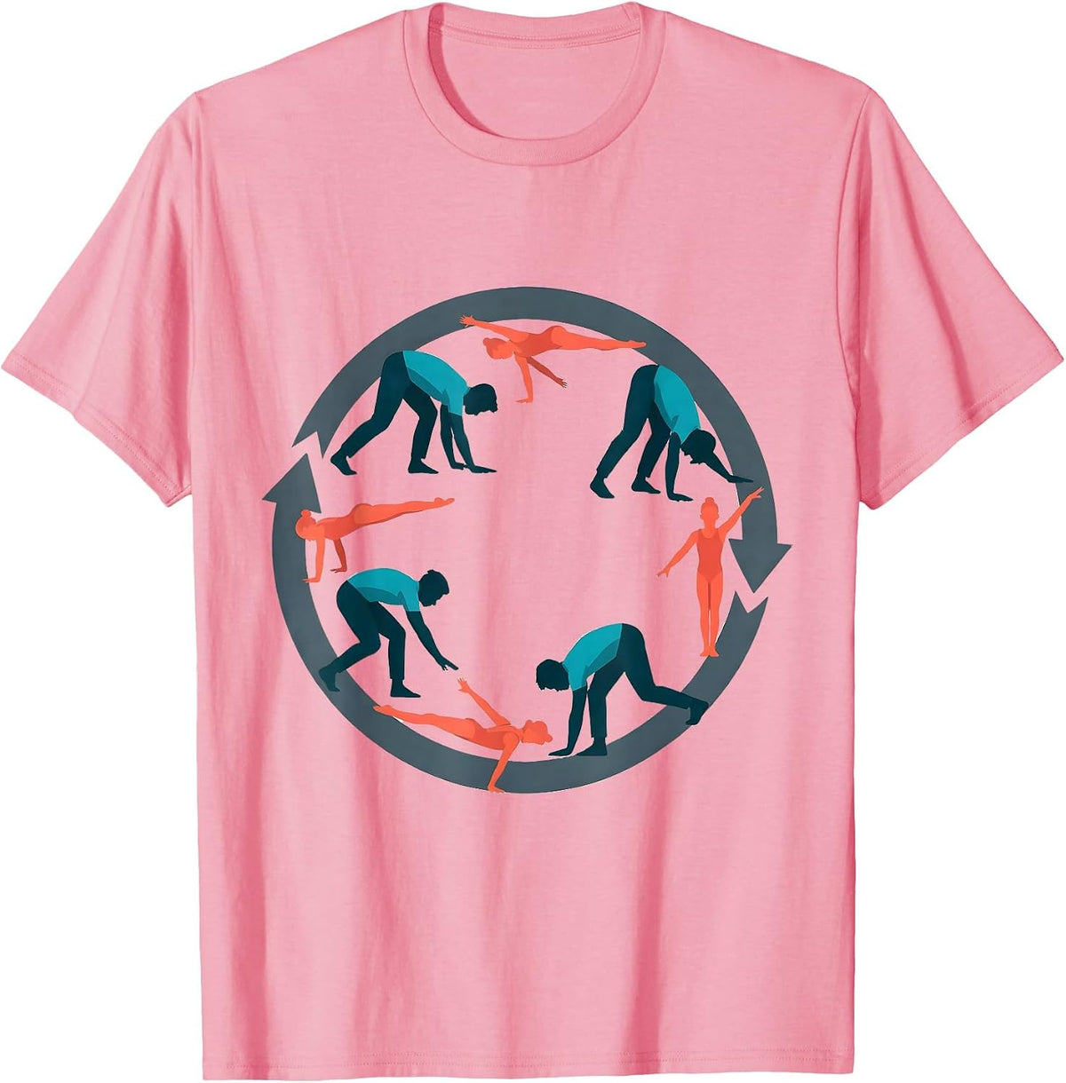 Men's Gymnastics Coach Flat Vector Coach Appreciation Gift T-Shirt - Pink