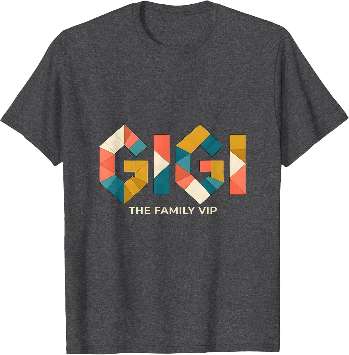 Men's I'm Gigi The Family VIP Quilt Block Patchwork Grandma Humor T-Shirt - Dark Heather Grey