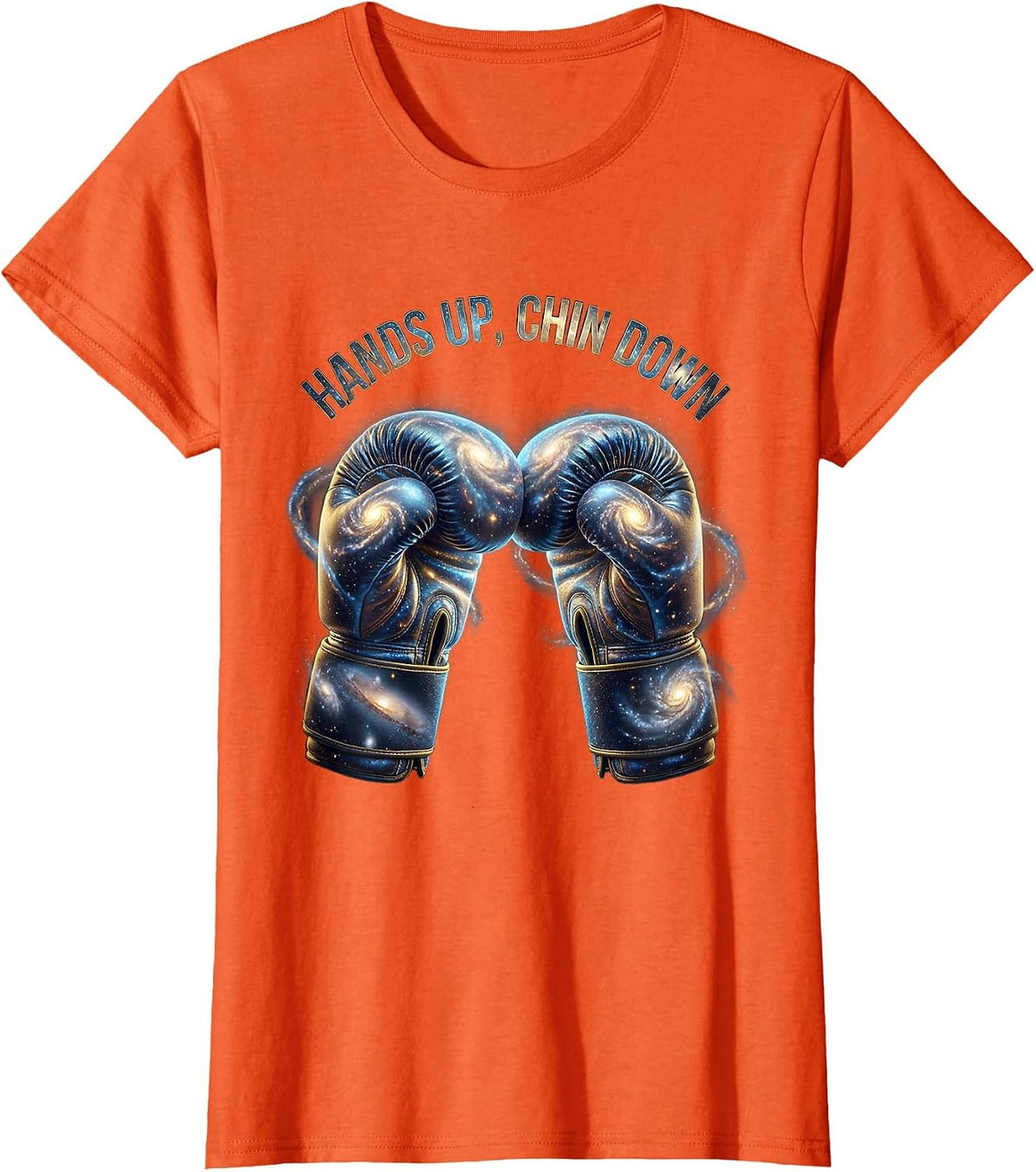Hands Up Chin Down Boxing Graphic Design T-Shirt - Orange