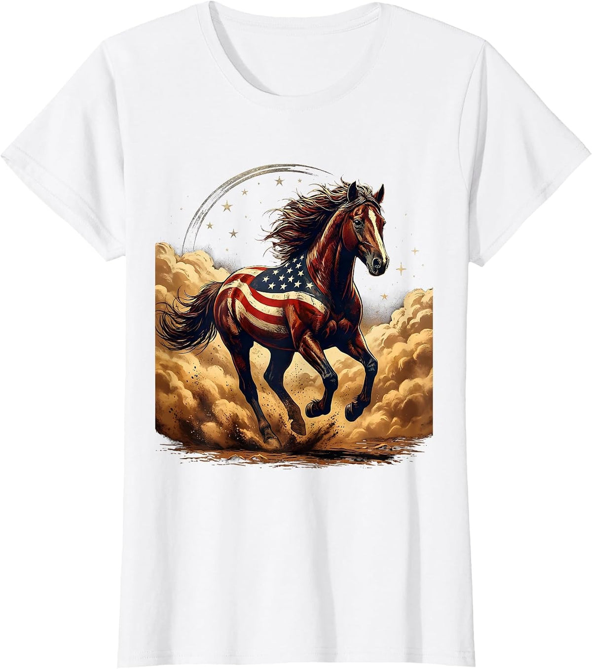 Horse Galloping Through Dusty Open Meadow T-Shirt - White
