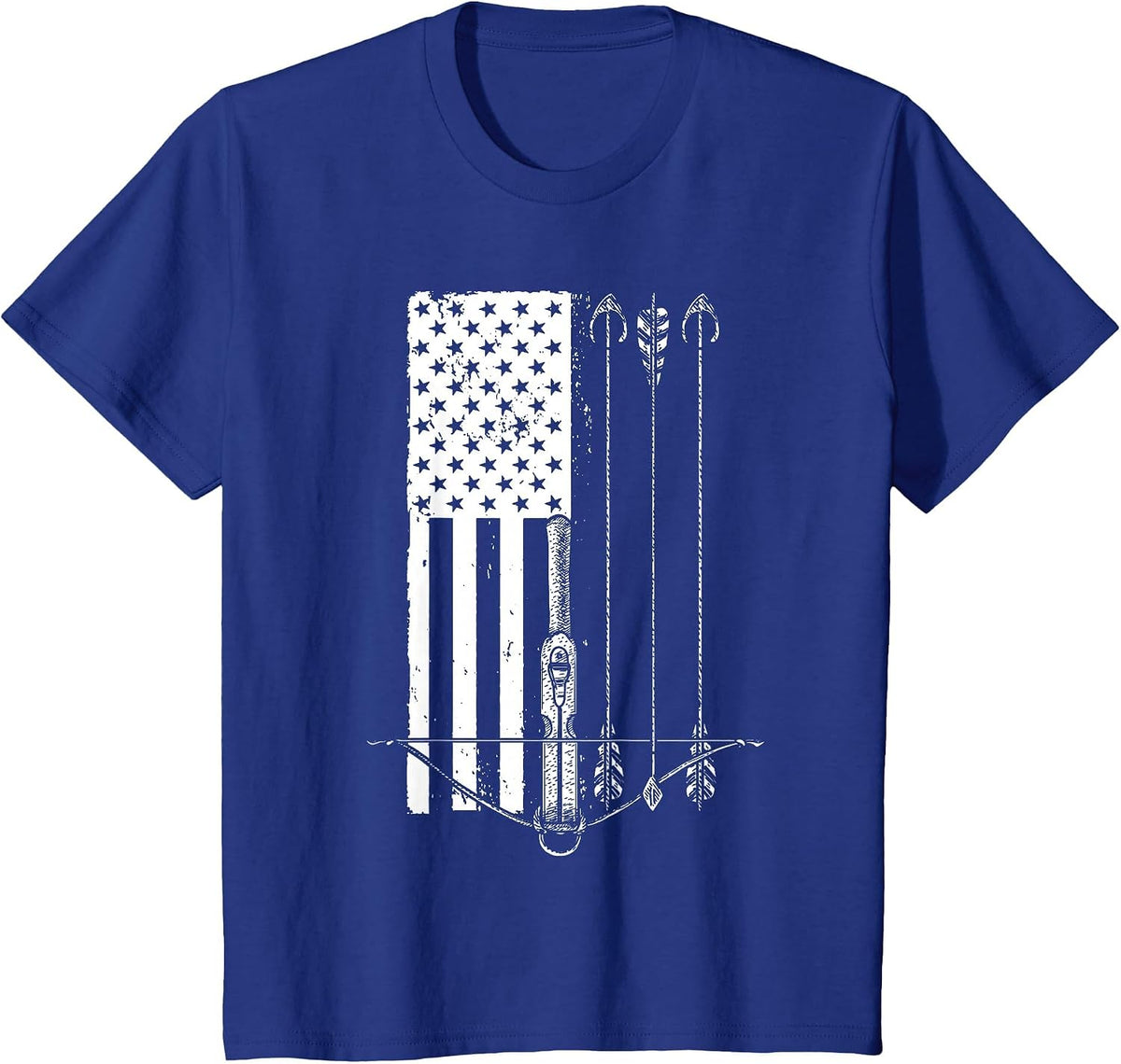 Cool Crossbow for Men Women Arrow Bow Hunting American Flag T-Shirt - Royal Blue