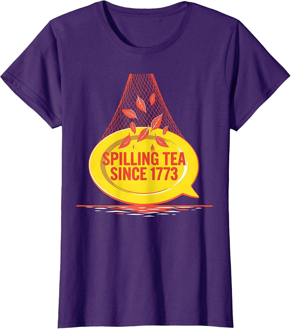 Women's Spilling Tea Since 1773 History Teacher Funny 4th July T-Shirt - Purple