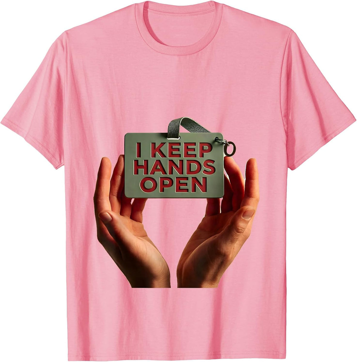 Men's I Keep Hands Open Retro Groovy Positivity Inclusion Teacher T-Shirt - Pink
