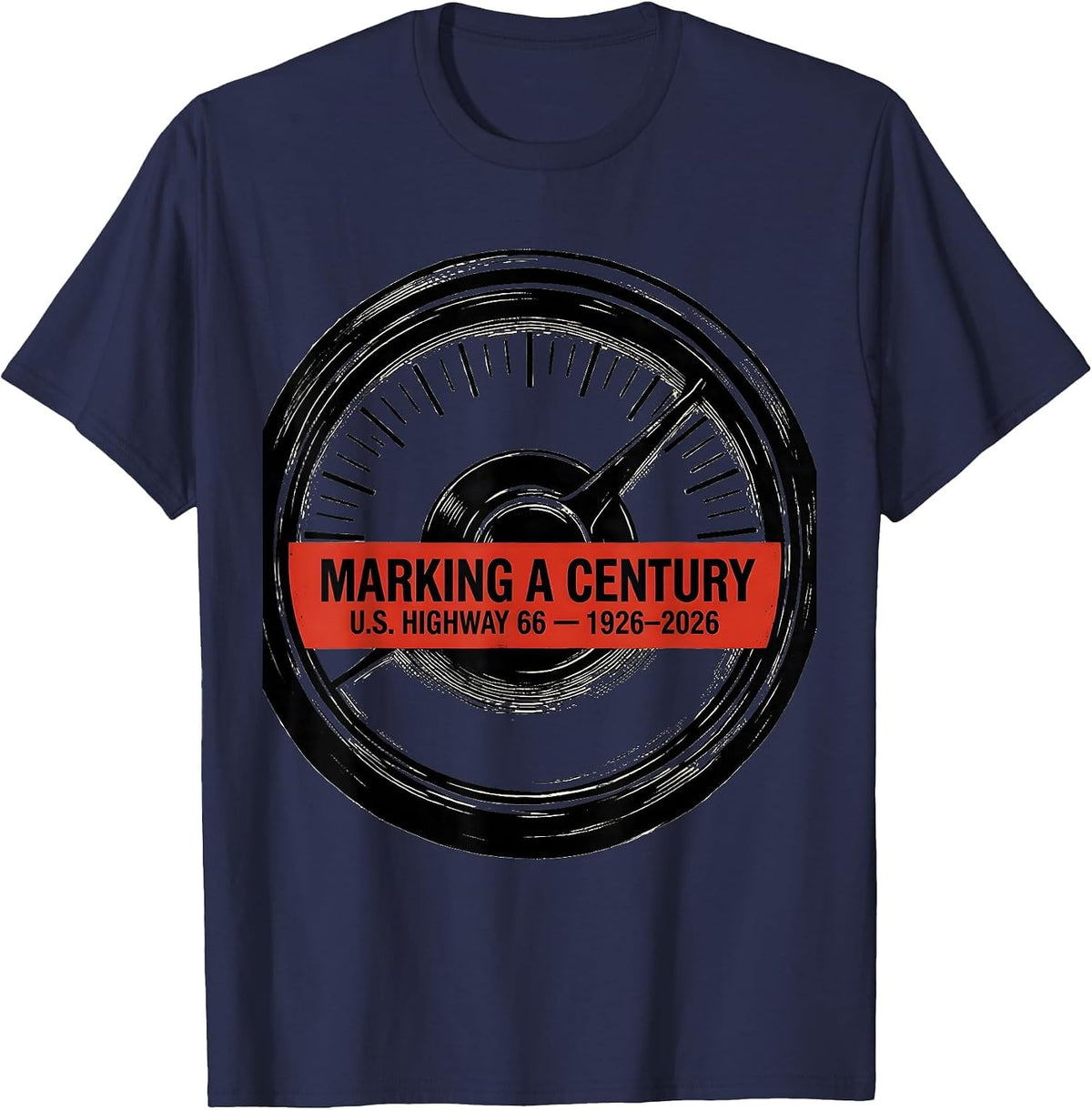 Marking A Century — U.S. Highway 66 — 1926-2026 Vintage T-Shirt - Navy Blue