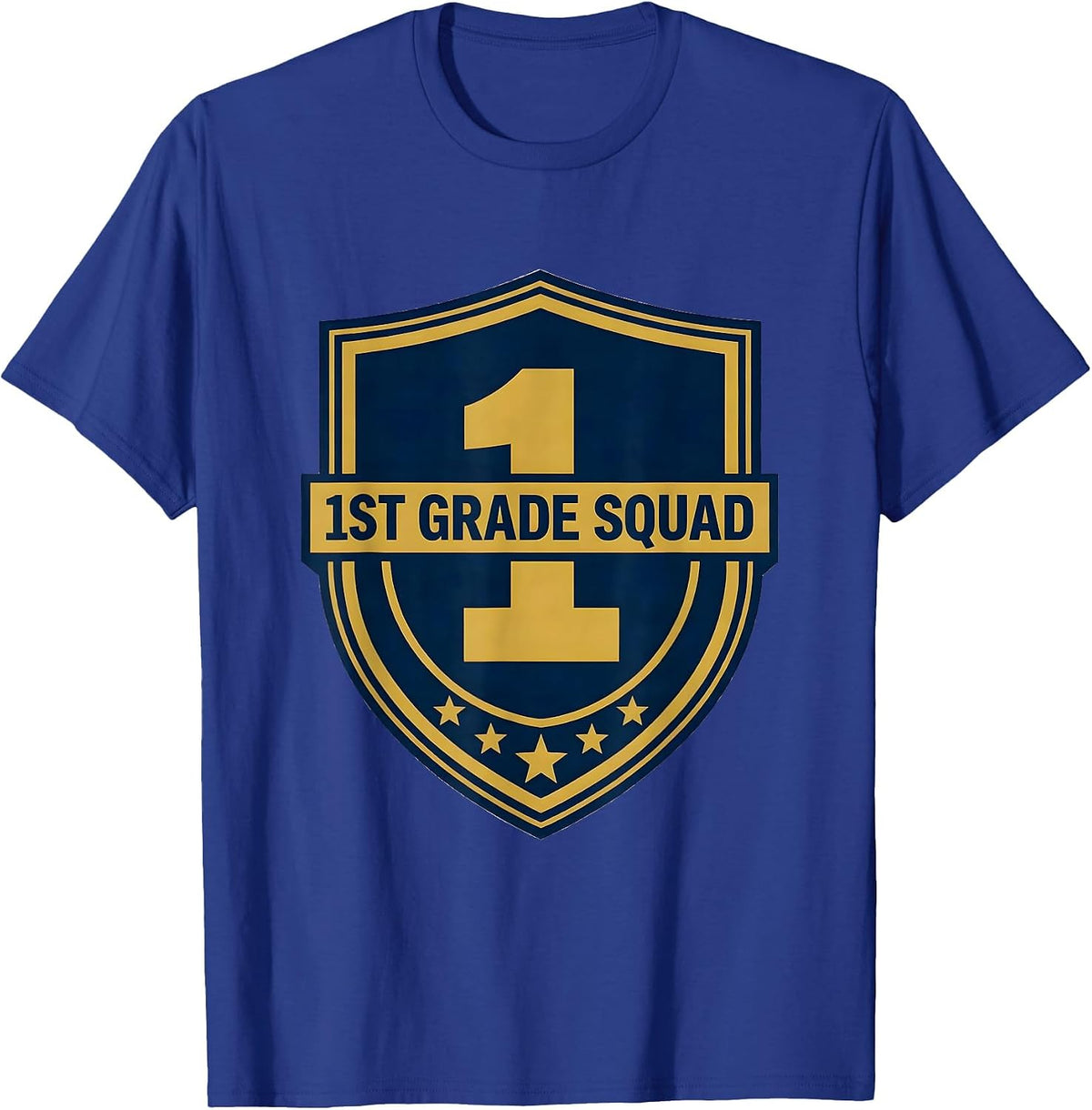 Men's 1st Grade Squad Emblem Back To School Teacher Student T-Shirt - Royal Blue