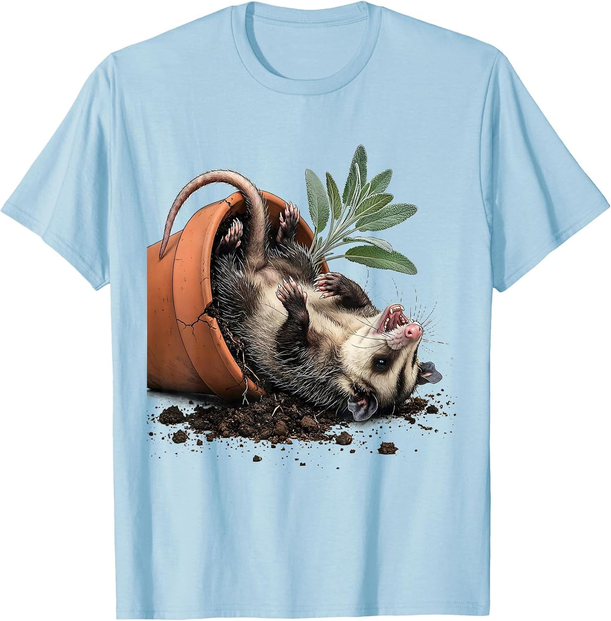 Belly-Up Opossum Funny Possum Lover Meme Humor T-Shirt - Baby Blue