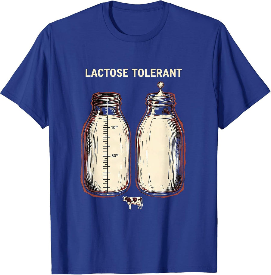 Lactose Tolerant Funny Cow Dairy Humor Milk Lover Meme T-Shirt - Royal Blue