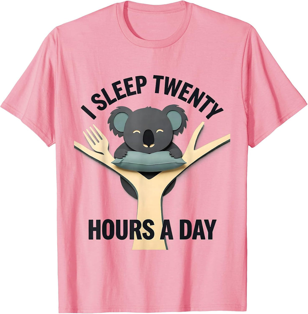 Men's I Sleep Twenty Hours A Day Funny Koala Animal Official T-Shirt - Pink