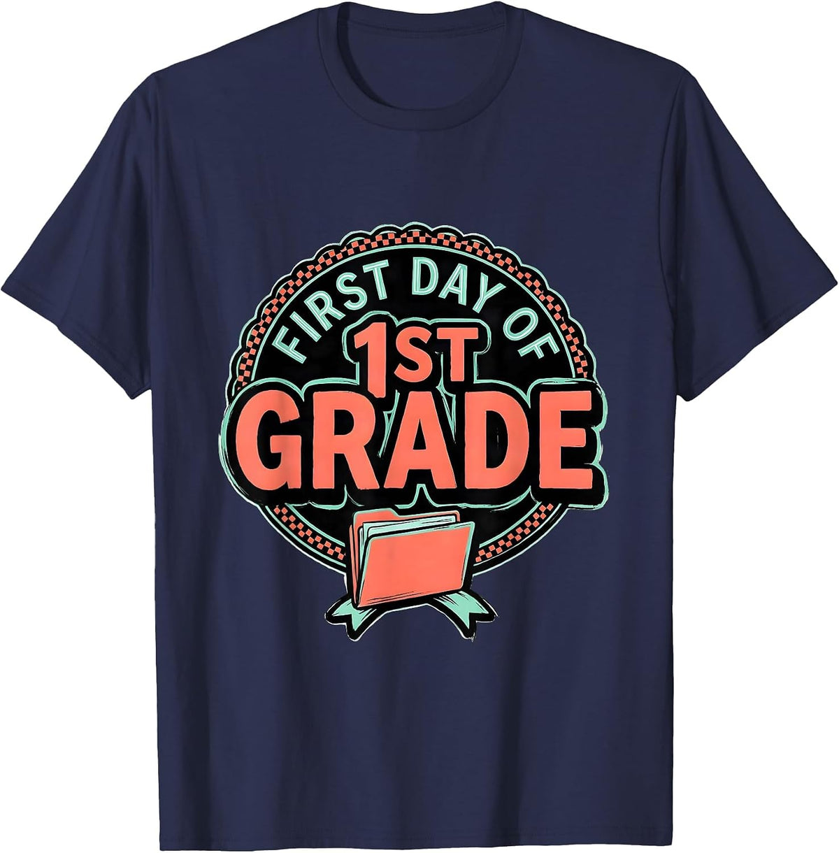 Men's First Day Of 1st Grade Cute Girly Back To School Teacher T-Shirt - Navy Blue